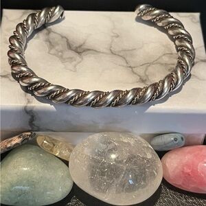Navajo Style Twisted Rope Sterling Silver Cuff Bracelet
